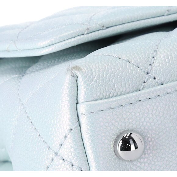 Chanel Coco Handle Bag Quilted Caviar Extra Mini Iridescent Blue Rainbow HW - Picture 7 of 17
